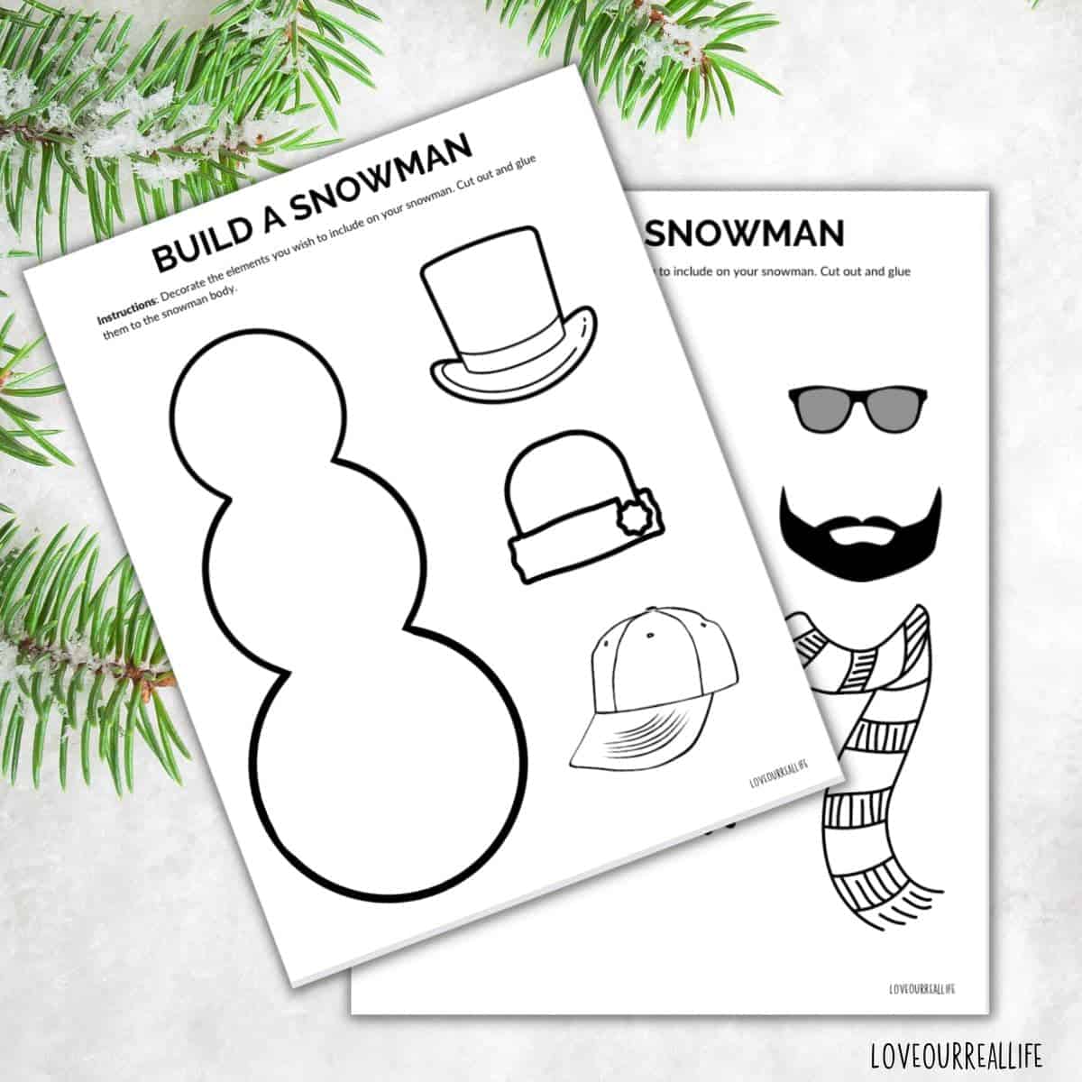 free build a snowman printable template- easy craft for kids